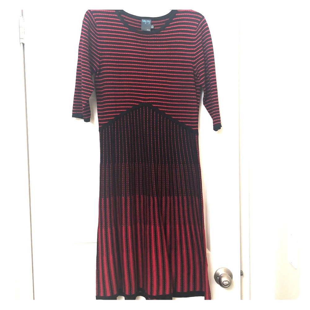 Gabby Skye red and black sweater dress